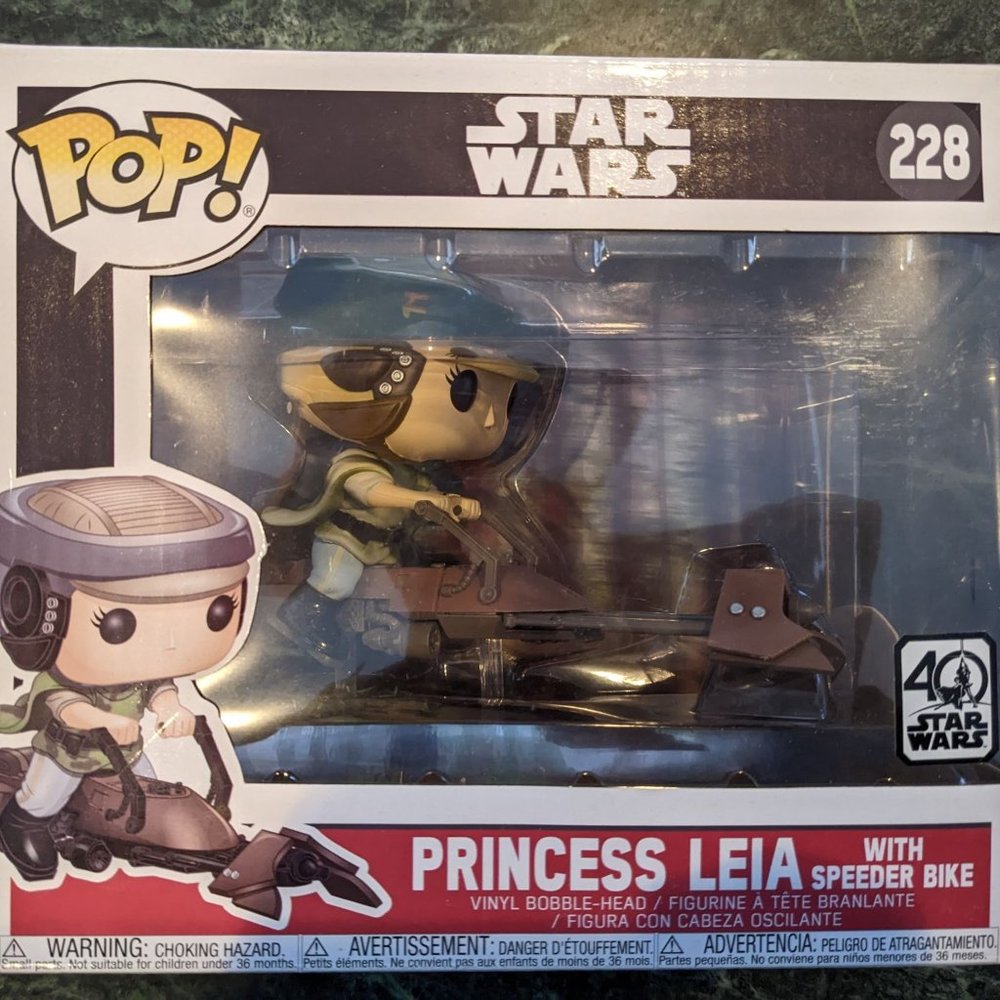 Star Wars Funko Pop! Vinyl - Princess Leia with Speeder Bike Bobble Head 228 EUC